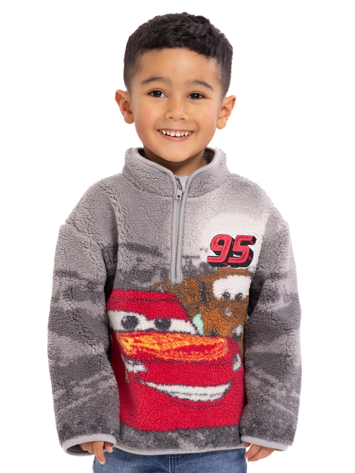 Disney Pixar Cars Toddler Boys Plush Fleece Half Zip Sweatshirt, Sizes 12M-5T | Walmart (US)