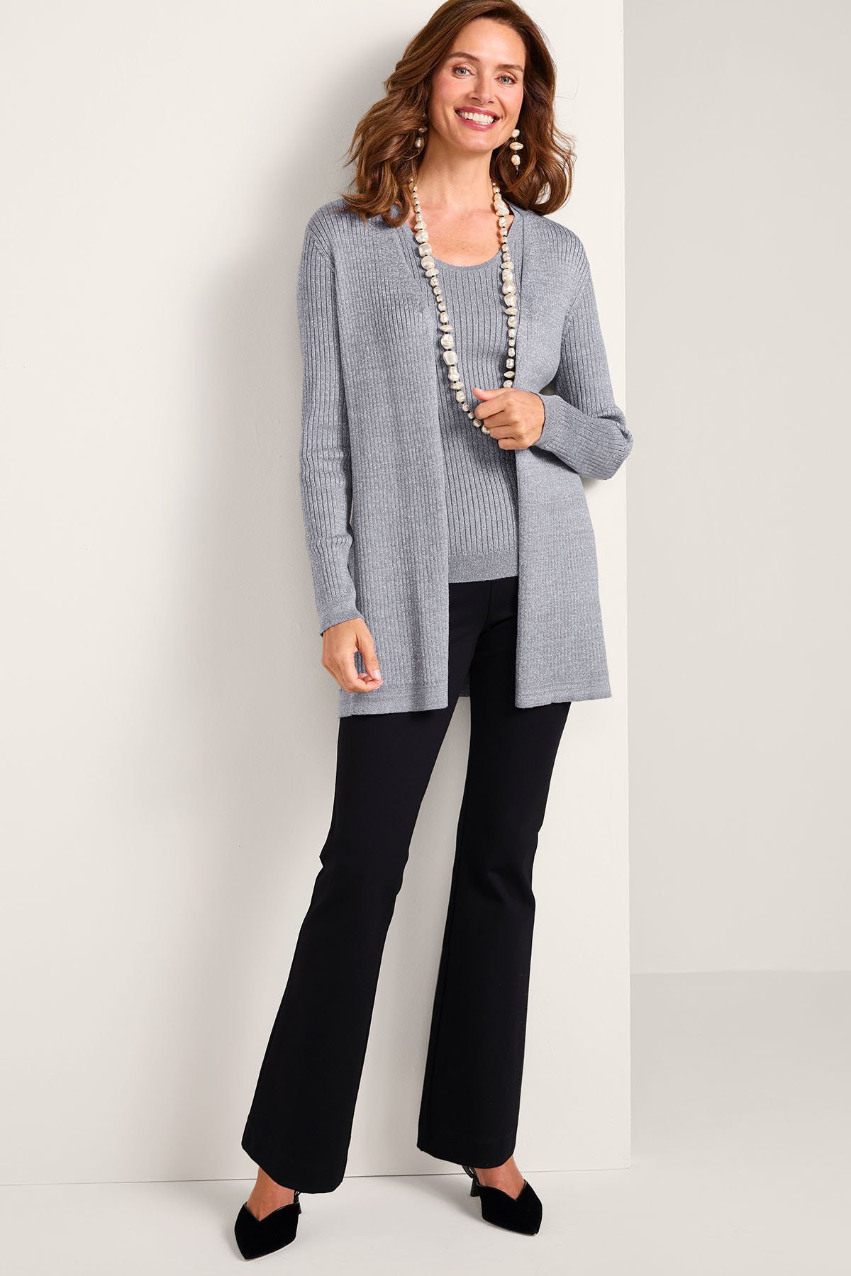 SoftEssential™ Ribbed Long Cardi | Soft Surroundings