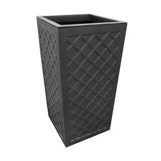 Vitality 13.5 in. W x 26.5 in. H Square Slate Rubber Self-Watering Planter | The Home Depot