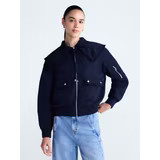Free Assembly Women's and Women's Plus Ruffle Collar Bomber Jacket, Sizes XS-4X | Walmart (US)
