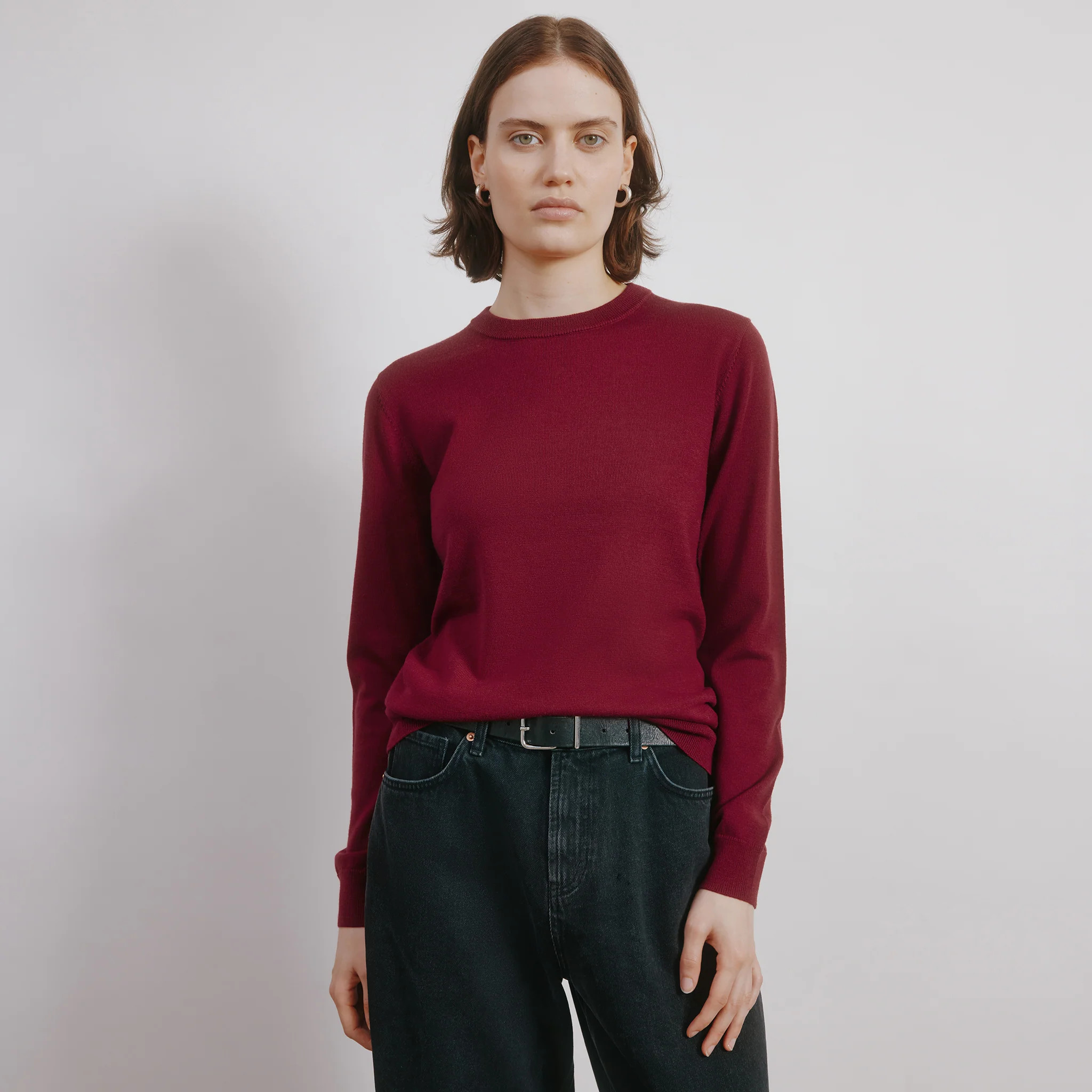 Red Fine Merino Wool Jumper | Albaray