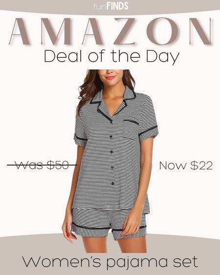 Amazon deal of the day, Women's Fit Short-Sleeve Pajama Set,Button front pajama set, vacation, traveling, pajama style, Amazon style. More color options!!

#LTKfamily #LTKfit