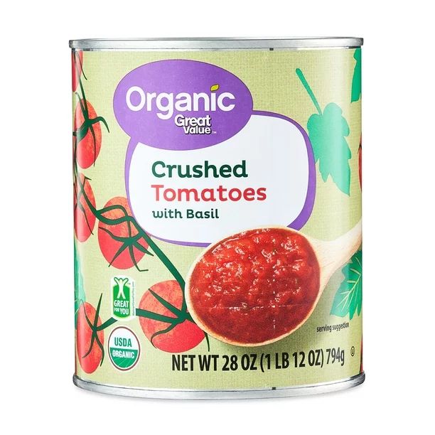 Great Value Organic Crushed Tomatoes with Basil, 28 oz - Walmart.com | Walmart (US)