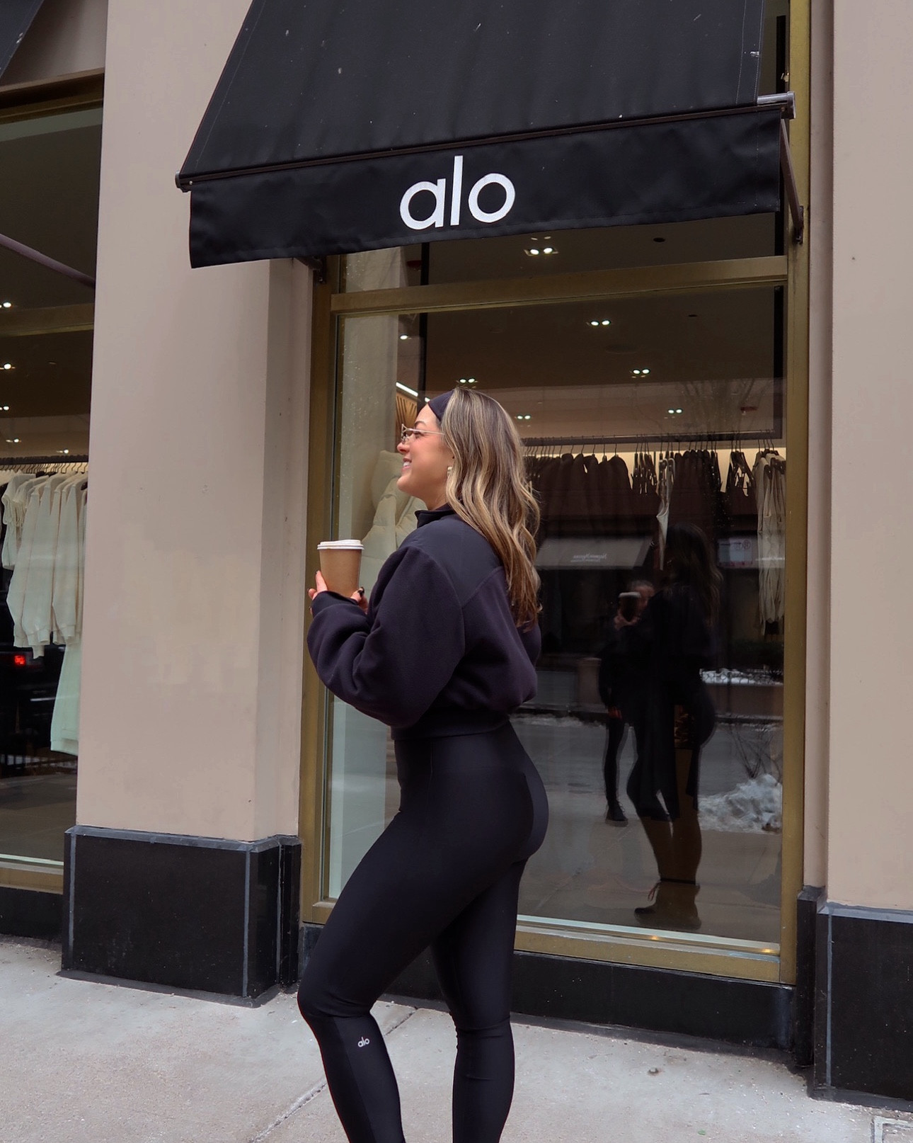 Head to toe alo. Seamless alo leggings / fleece crop. SO warm and so flattering. Runners are so comfy and TTS. Wearing M in jacket S in leggings 

#LTKFitness