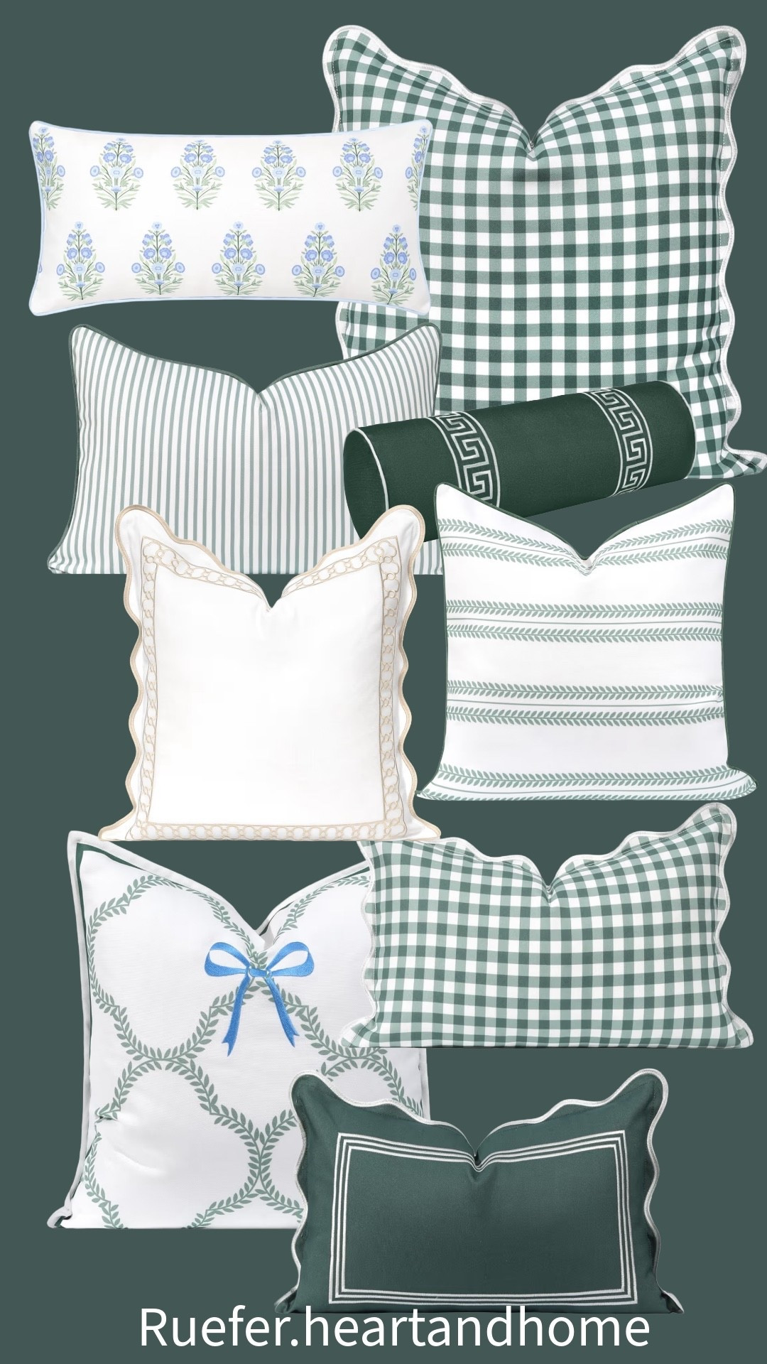 Beautiful indoor/outdoor pillow covers… green gingham pillow, green stripe pillow, grand millennial pillows, cottage style pillows, bow pillow, scallop pillow, Amazon pillows 

#LTKSaleAlert #LTKHome #LTKSeasonal