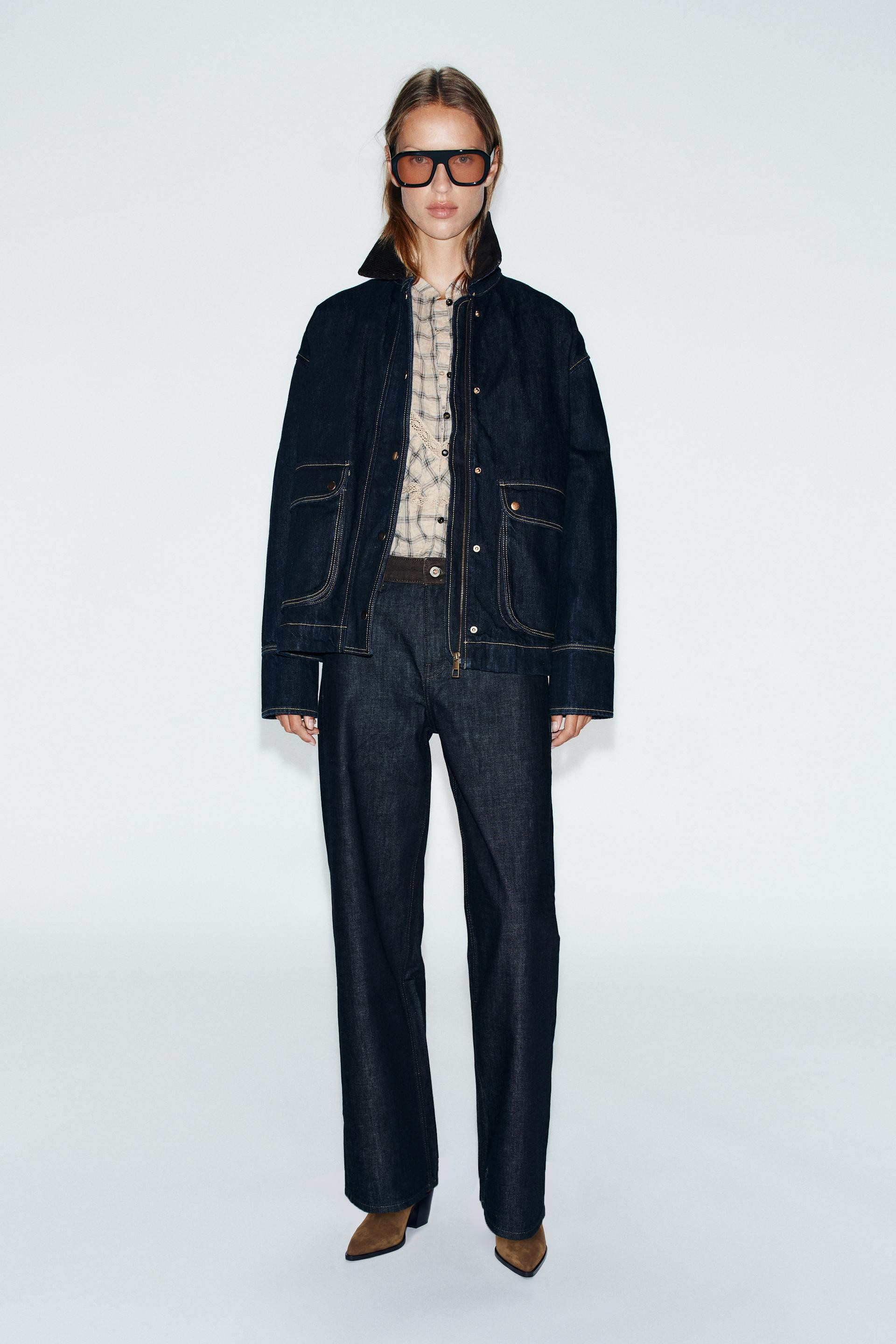 Zara - Z1975 Denim Jacket With Corduroy Collar - Blue - Xs - Woman | Zara US