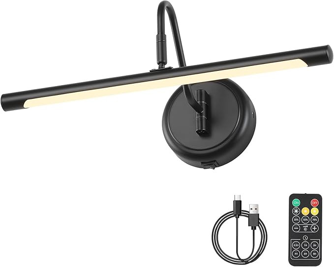 JOOSENLUX Modern Wall Lights Battery Operated Black Wireless Picture Lights for Wall 16.5" Inch D... | Amazon (US)