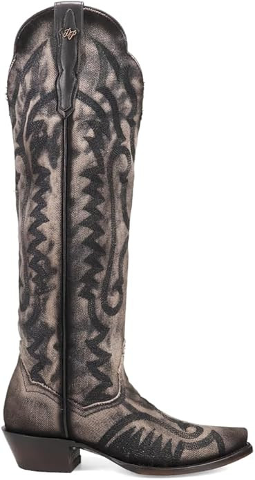 Dan Post Boots Womens Denim Darlin Embroidered Snip Toe Zippered Casual Boots Over the Knee Low H... | Amazon (US)