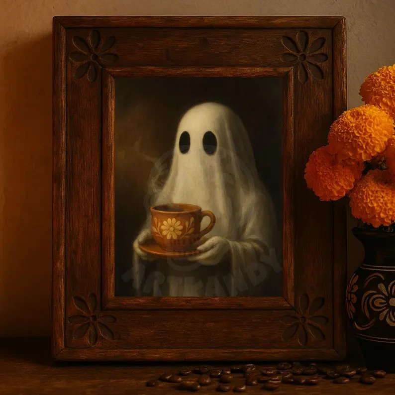 Halloween Ghost and Mexican Coffee Art | Café De Olla Printable for Cozy Kitchen or Fall Decor |... | Etsy (US)