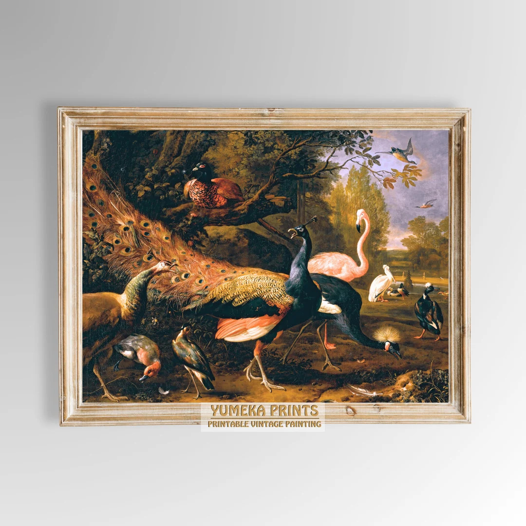 Exotic Fowl by Melchior D'hondecoeter - Vintage Dutch Wildlife Art Digital Download | Antique Vin... | Etsy (US)