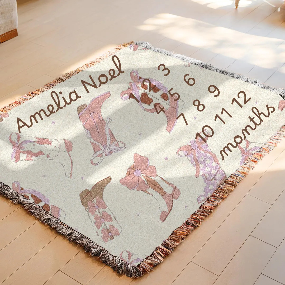 Custom Milestone Blanket Girls Cowgirl Personalized Girls Name Blanket Baby Shower Gift Newborn K... | Etsy (US)