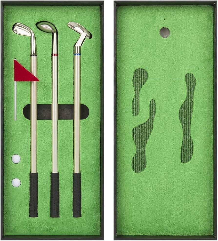 Golf Pen Set, Mini Desktop Golf Ball Pen, Top Golf Gift with Putting Green, 3 Golf Clubs Pens wit... | Amazon (US)