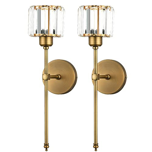 Bsmathom Wall Sconces Sets of 2, Classic Brushed Brass Sconces Wall Lighting, Hardwired Bathroom ... | Amazon (US)