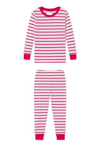 Kids Long-Long Set in Red Stripe | LAKE Pajamas