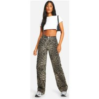 Womens Tall Leopard Straight Leg Jean - Multi - 4 | boohoo (US & Canada)