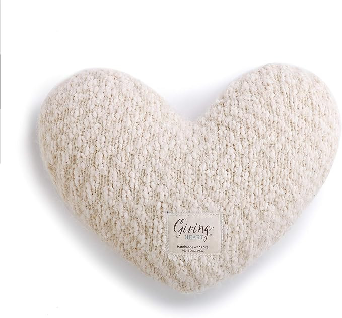 DEMDACO Cream Heart Shaped 10 x 11 inch Plush Polyester Decorative Throw Giving Pillow | Amazon (US)