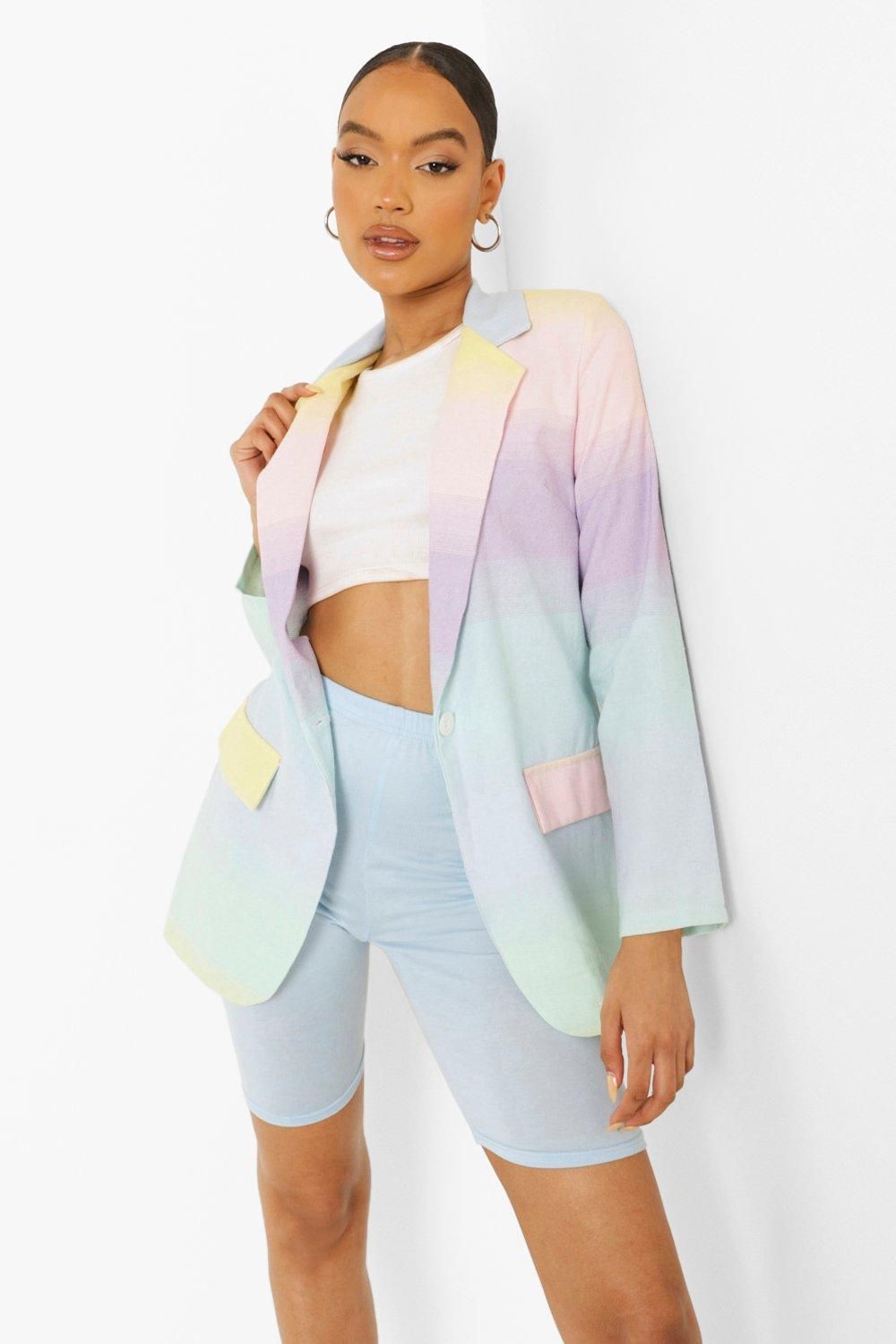 Ombre Linen Look Tailored Blazer | Boohoo.com (UK & IE)