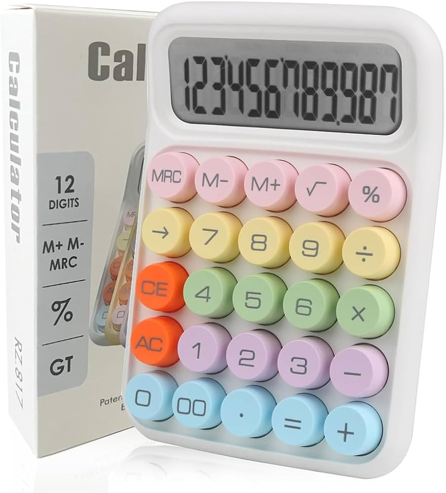 Colorful Candy Calculator,Mechanical Calculator Cute 12 Digit Large LCD Display Big Round Button ... | Amazon (US)
