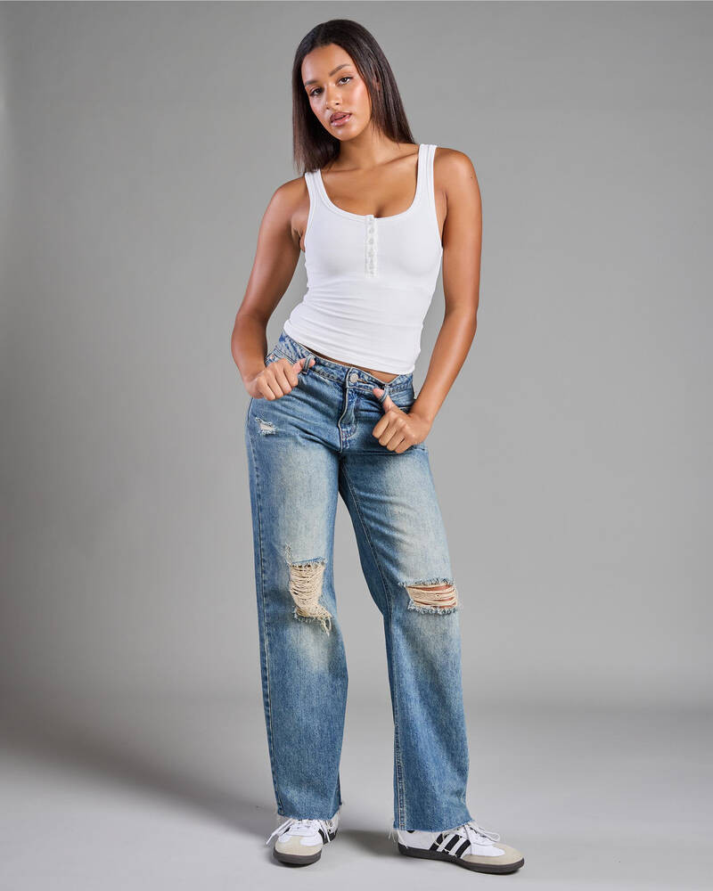 Basic Fine Rib Henley Tank Top | City Beach (US)