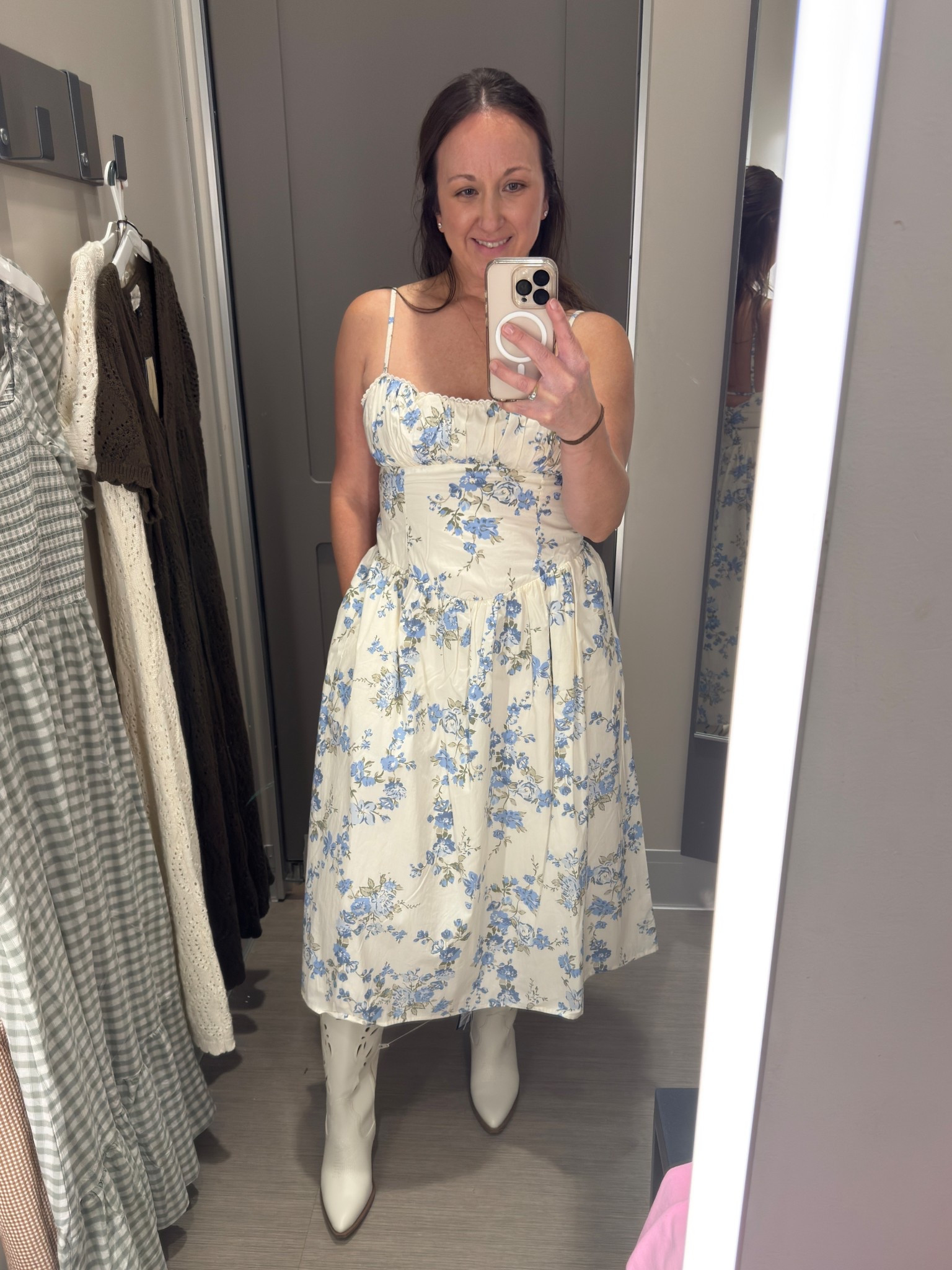 Dreaming of spring in this dress 🤍
This blue floral is a yes for me.

#LTKootd #LTKOver40 #LTKSeasonal