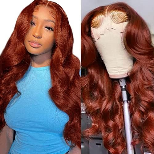 Reddish Brown 13x4 Lace Front Body Wave Wig Human Hair for Women 28 Inch Brazilian Wavy Human Hai... | Amazon (US)