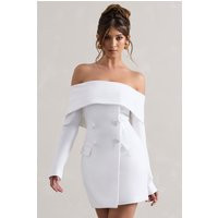 Tara | White Bardot Tailored Blazer Dress | Club L London