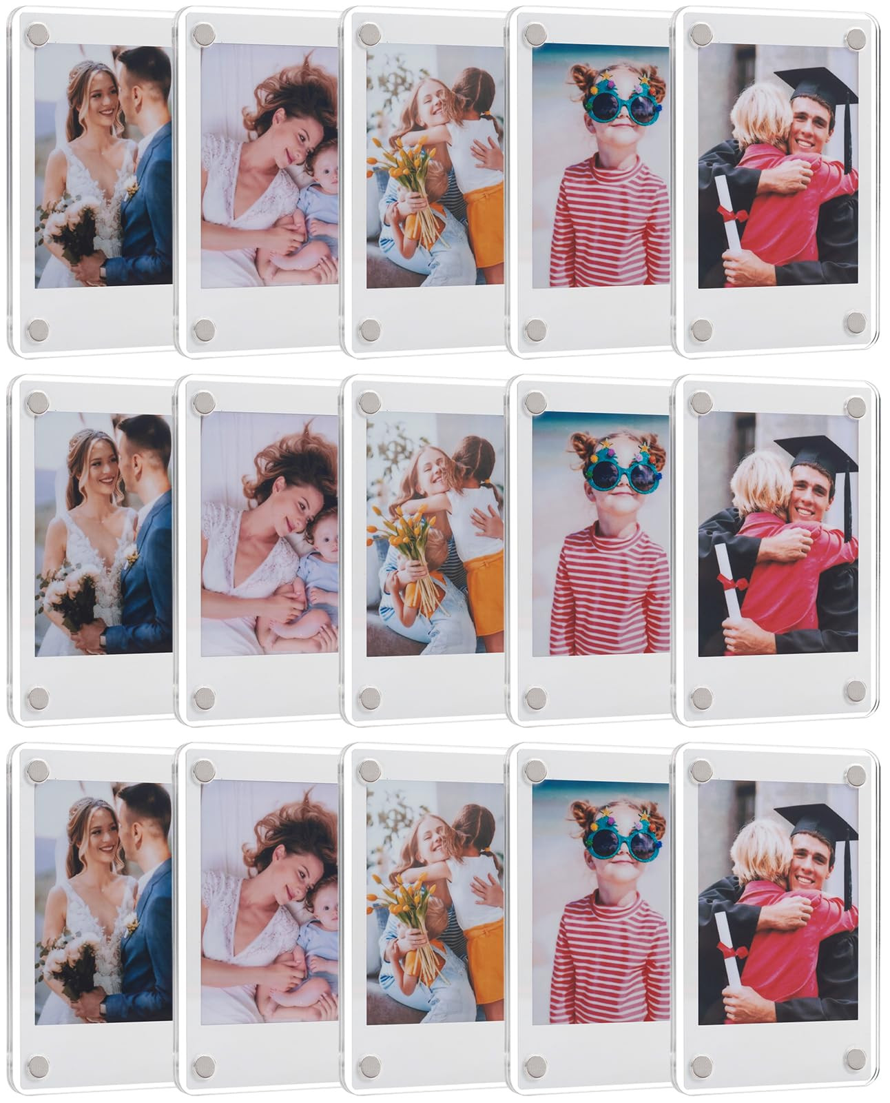 15 Pack Acrylic Fridge Magnetic Frame for Polaroid, 2.36x3.54 In Mini Picture Frames for Fujifilm... | Amazon (US)
