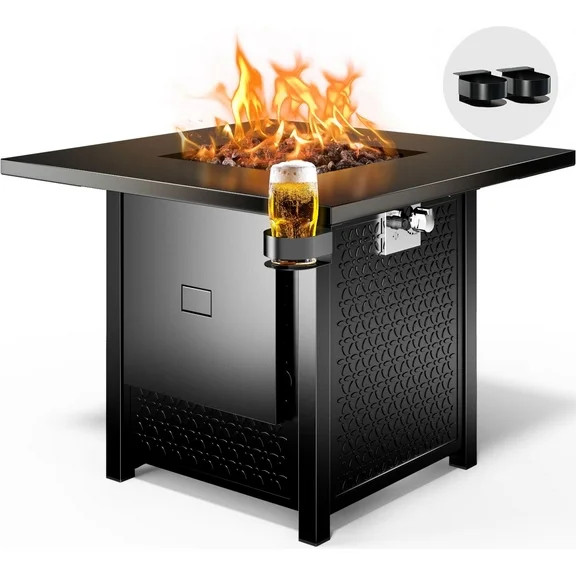 Better Homes & Gardens Colebrooke 37" Round 50,000 BTU Propane Gas Fire Pit Table with Glass Bead... | Walmart (US)