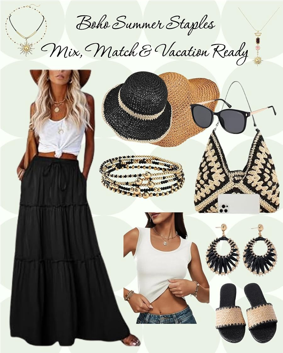 Boho summer style made easy.
If you're building a vacation capsule wardrobe, these are the pieces I'd reach for over and over again. Think effortless mix-and-match outfits with woven textures, timeless accessories, and versatile staples that take you from the beach to dinner without overpacking.

✨ Shop the complete look through my LTK.

#LTKStyle #LTKSummer #LTKTravel #VacationStyle #CapsuleWardrobe #BohoStyle #SummerFashion #ResortWear #BeachVacation #AmazonFashion #EffortlessStyle #MidlifeStyle #VacationOutfits #CoastalStyle #BohoChic 

 #LTKdayinmylife #LTKOver40 #LTKTravel