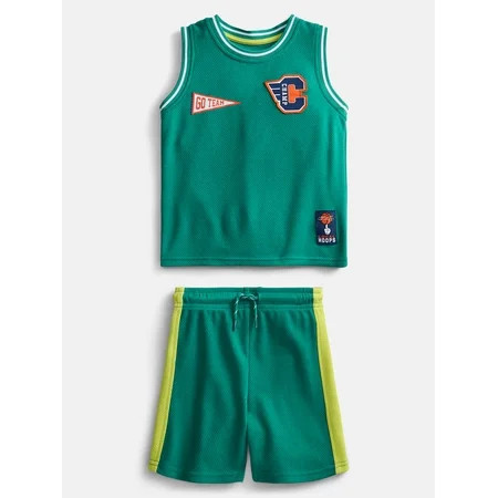Wonder Nation Toddler Boys Sleeveless Basketball Jersey and Shorts Set, 2-Piece, Sizes 12M-5T | Walmart (US)