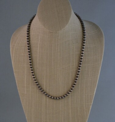 Mason Lee - Navajo Sterling Silver Pearl Handmade 6 mm Bead Necklace - 22" Long  | eBay | eBay US