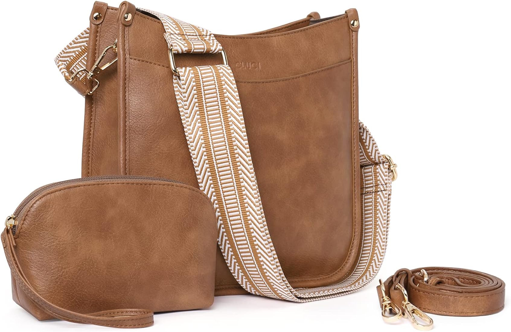 CLUCI Vegen Leather Crossbody Bags For Women Trendy 2Pcs Hobo Handbag Wallet Set With 2Adjustable... | Amazon (US)