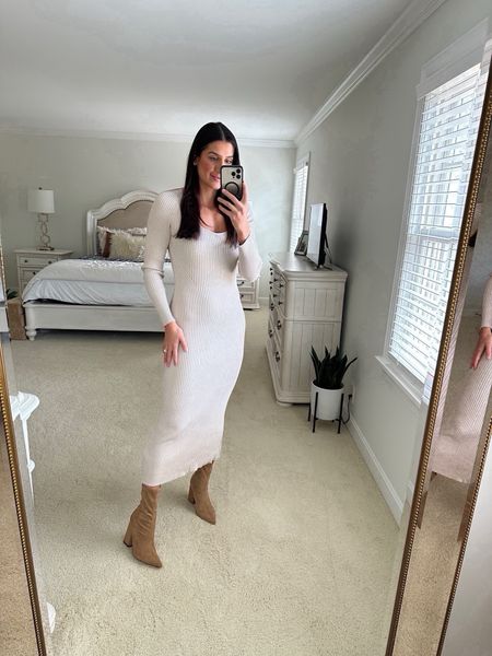 This sweater dress is perfect for winter and spring!  

Sweater dress - boots - cold weather outfit - date night dress - date night dresses - winter dress - cold weather outfit idea 

#LTKstyletip #LTKsalealert #LTKSeasonal