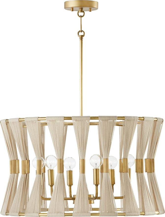 Capital Lighting 341161NP Bianca Modern Luxe Hand-Wrapped Bleached Natural Rope Drum Pendant Ligh... | Amazon (US)