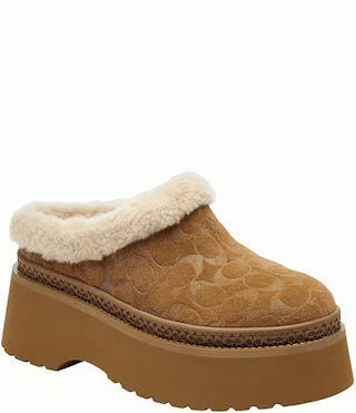 Cecelia Signature Suede and Wool Platform Clogs | Dillard's