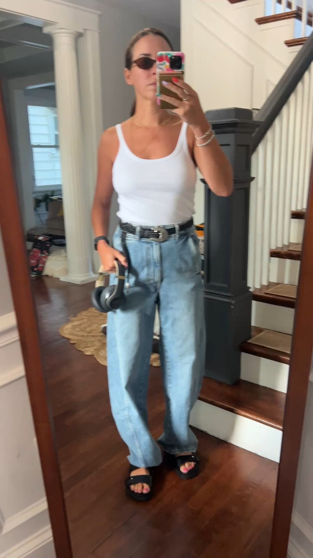 white tank. under 20. boyfriend jeans. casual style. light wash denim. sandals. black slides. black leather sandals. amazon sunglasses. amazon tank. 

 

#LTKSaleAlert #LTKFindsUnder50 #LTKFindsUnder100