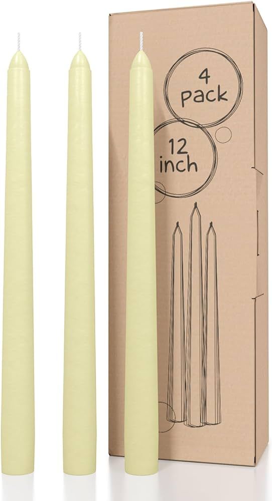 CANDWAX Ivory Taper Candles 12 inch Dripless - Set of 4 Tapered Candles Ideal as Dinner Candles -... | Amazon (US)