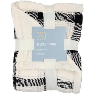 Wayland Square Sherpa Throw Blanket, Black Plaid, 50 x 60 in | CVS Health