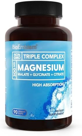 BioEmblem Triple Magnesium Complex | 300mg Magnesium Glycinate, Malate & Citrate | High Absorptio... | Amazon (US)