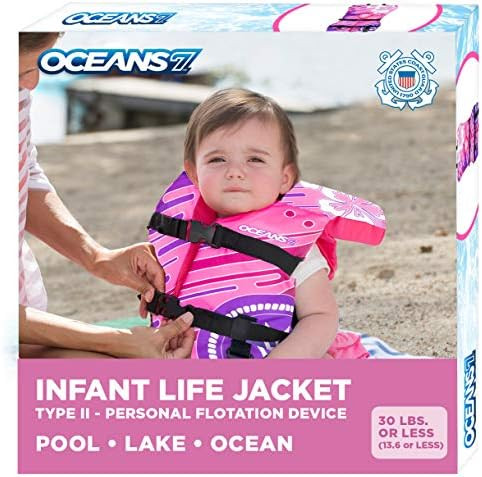 Amazon.com: Oceans7 US Coast Guard Approved Infant Life Jacket 8-30 lbs – Type II PFD Flex-Form... | Amazon (US)