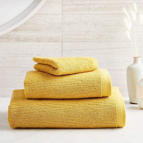 Organic Quick-Dry Textured Towel Set, Dark Horseradish, Set of 3 | West Elm (US)