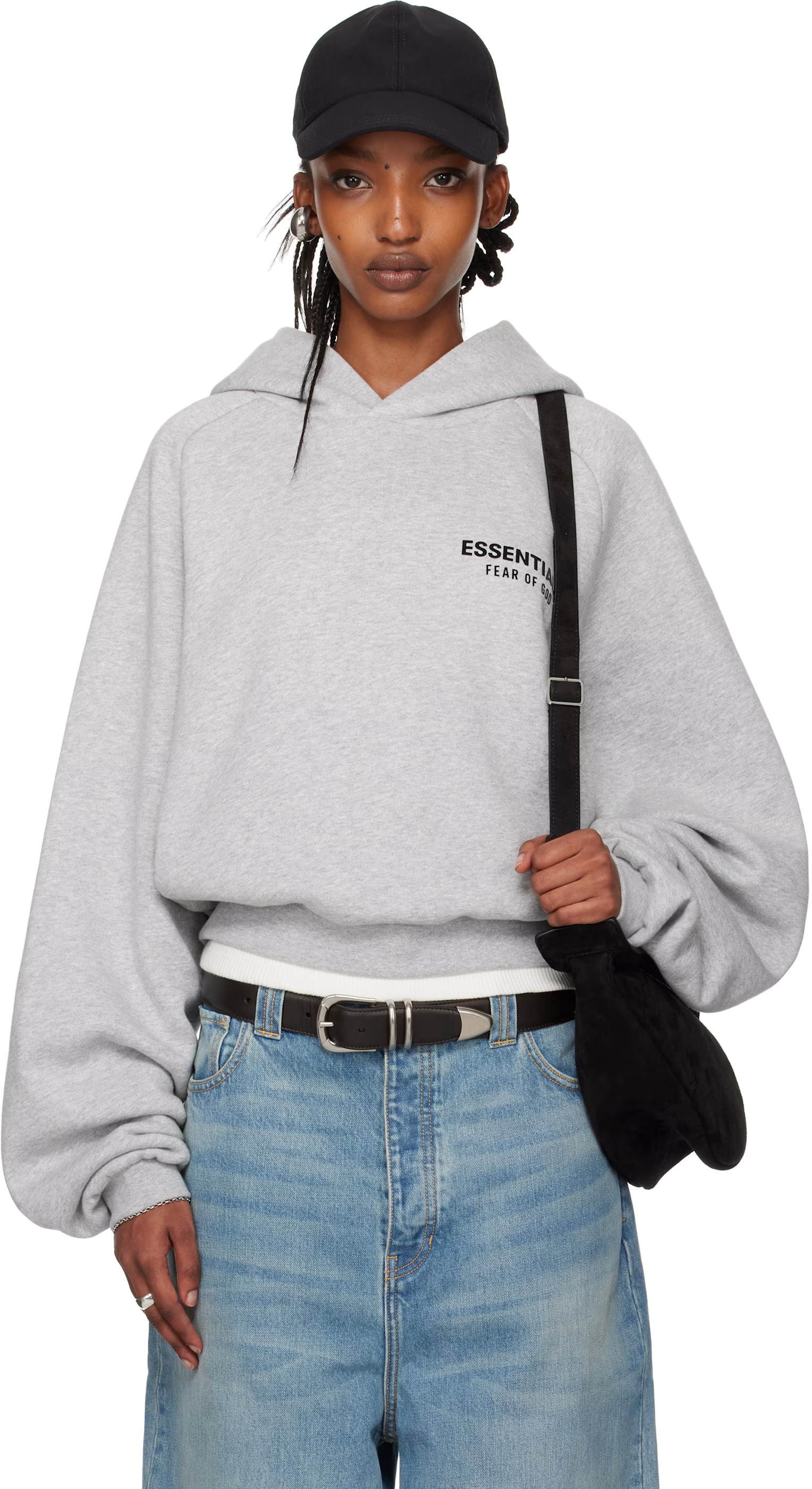 Gray Fleece Cropped Hoodie | SSENSE