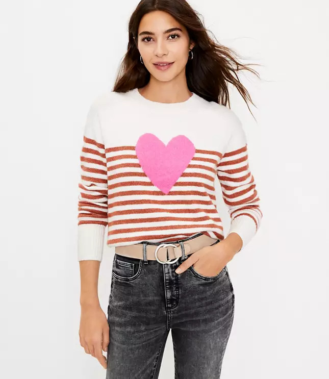 Heart Stripe Sweater | LOFT