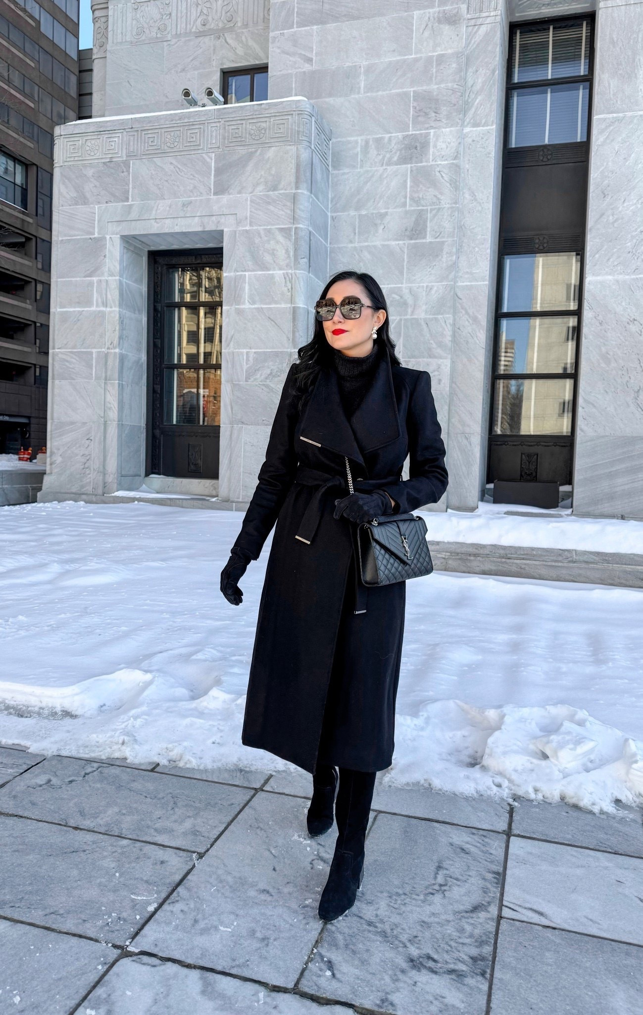 Classic winter outfit 🖤

Black wrap coat size 2 (on sale)
Black turtleneck sweater dress size small, fits oversized 
Black Sheertex tights size medium 
Black waterproof knee high boots size 7.5, sized up half size 

Winter style 
Winter coat 




#LTKSeasonal #LTKSaleAlert