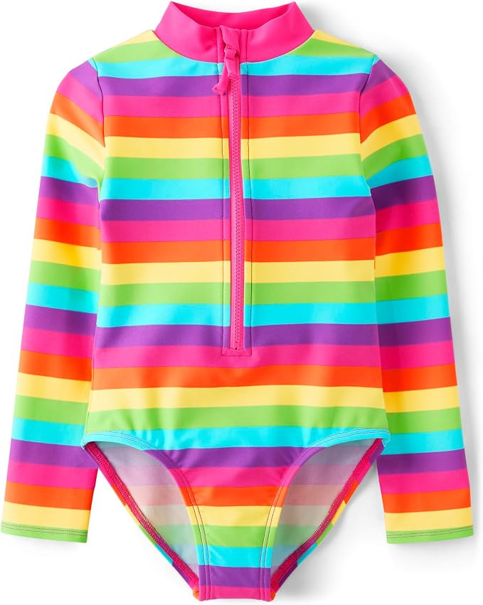 Gymboree Girls and Toddler Long Sleeve Rashguard One Piece Swimsuit | Amazon (US)