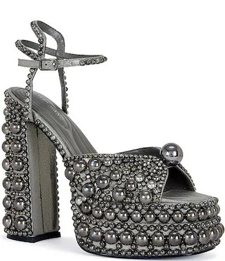Astrella Pearl Studded Ankle Strap Block Heel Platform Dress Sandals | Dillard's