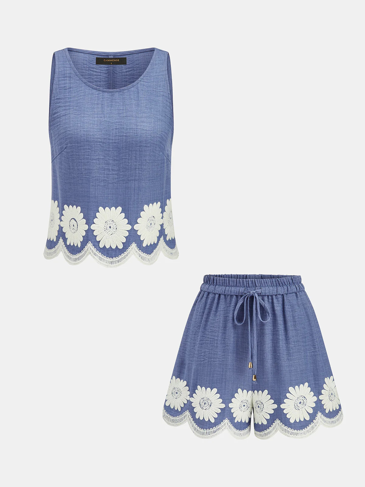 Daisy Embroidered Tank Top & Shorts Set | Commense