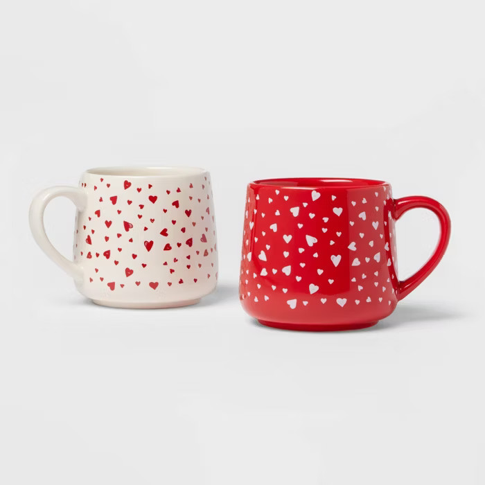 15oz 2pk Stoneware Hearts Mug Set - Threshold™ | Target