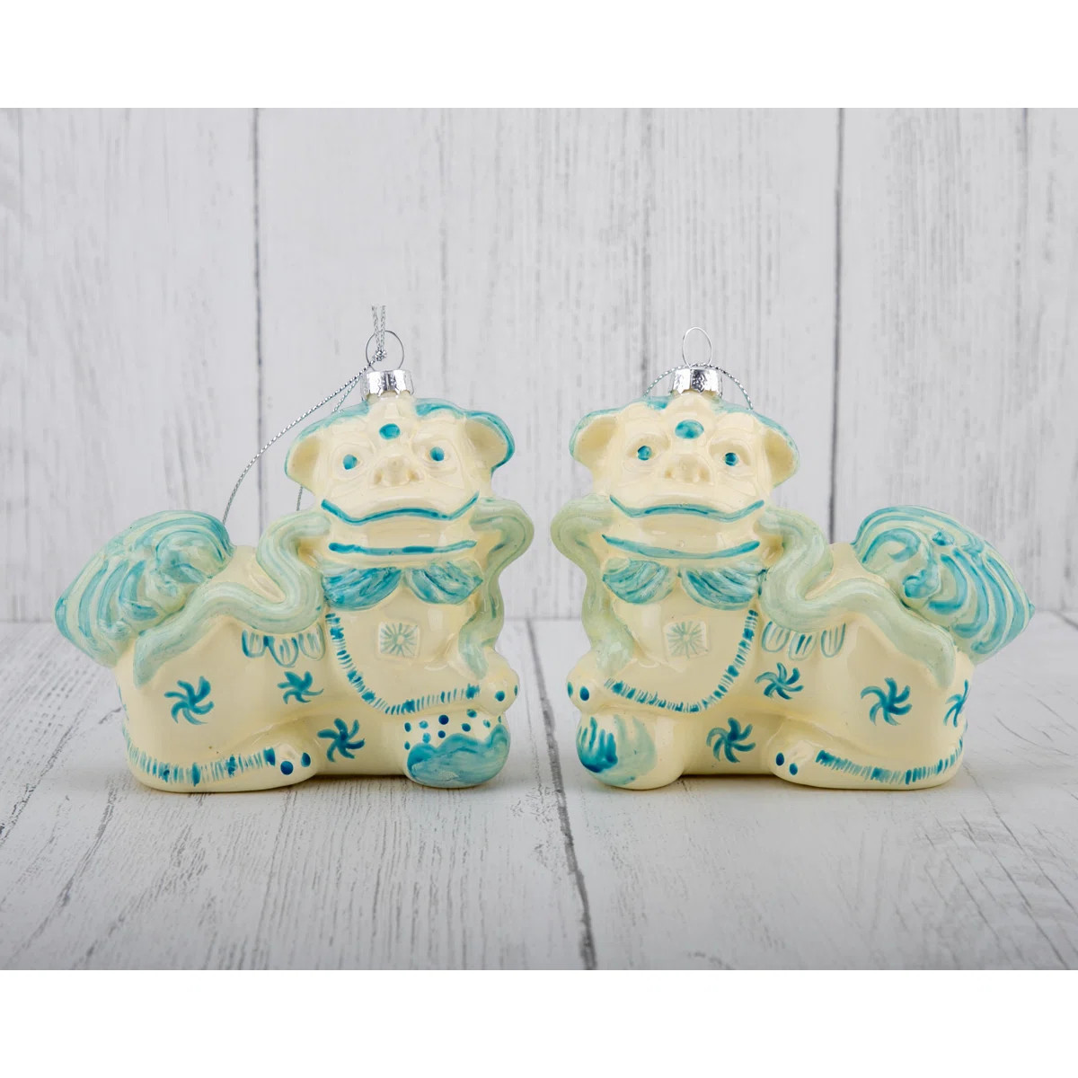 Pair of Foo Dogs Glass Ornament (Set of 2) | Wayfair North America
