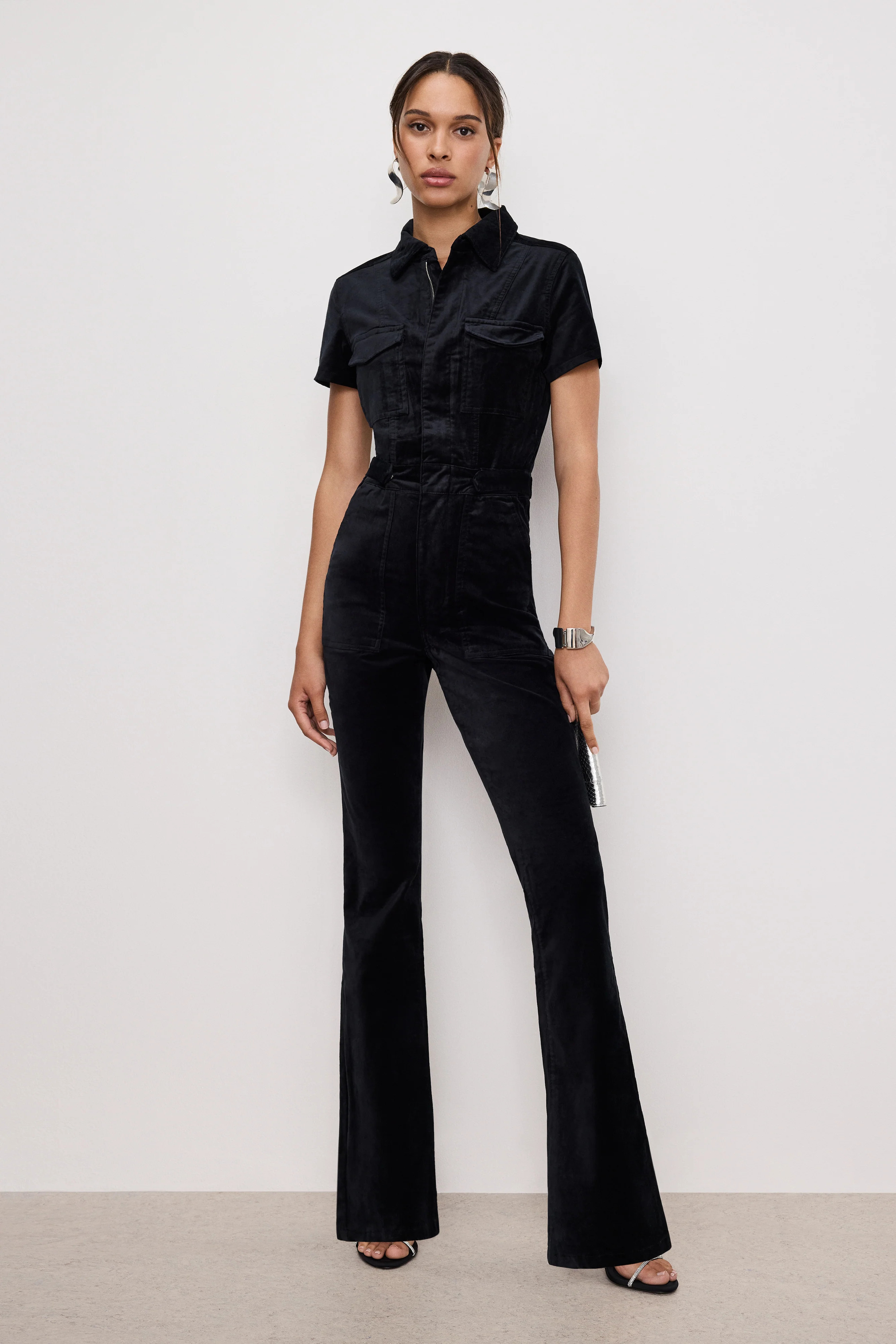 FIT FOR SUCCESS VELVET BOOTCUT JUMPSUIT | BLACK001 - GOOD AMERICAN | Good American